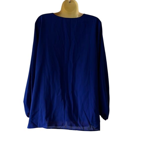 Qearal Royal Blue Pullover Blouse with V-neck and Long Sleeves Woman's Size XL - Picture 3 of 10